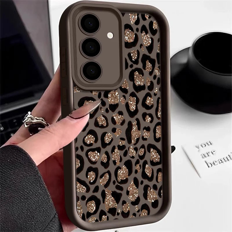 Brown Leopard Print Phone Case For Samsung Galaxy A17 A57 A56 A16 A55 A15 A36 A26 5G S26 S25 S23 S24 Ultra S24 S25 FE TPU Cover