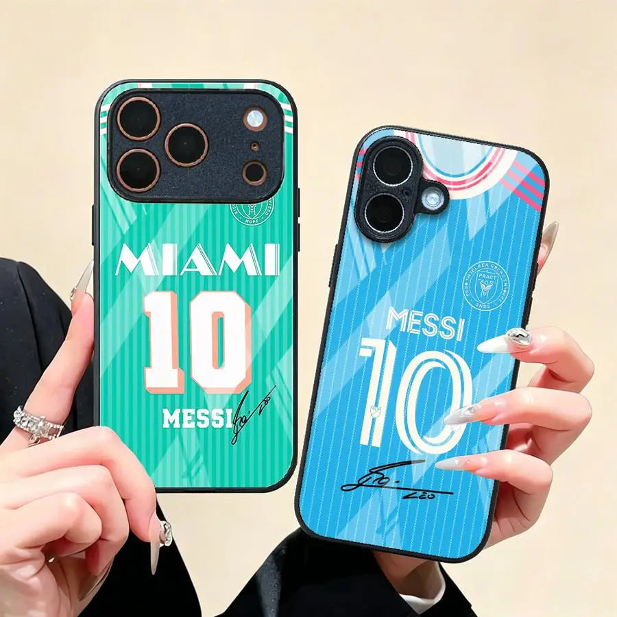 Phone Cover Glass Case for iPhone 17 Pro Max XR 11 15 Plus 14 8 12 Air 16 13 FootBall Number 10
