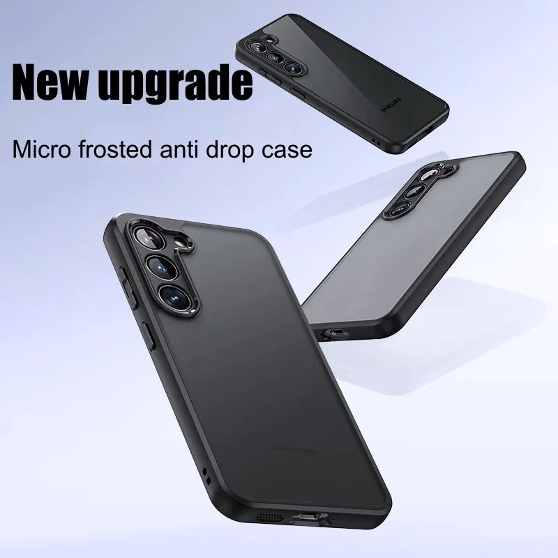 Luxury Matte Clear Airbag Case For Samsung Galaxy S24 S23 S22 Plus Ultra A34 A24 A54 Transparent Anti-fingerprint Frosted Cover