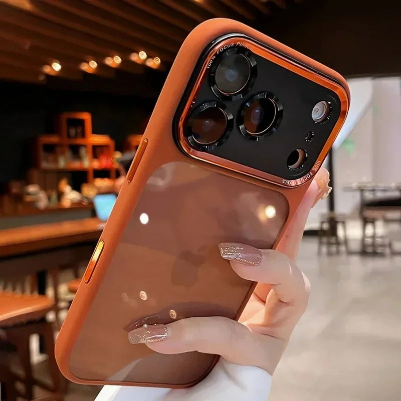 Luxury Orange Phone Case for IPhone 17 Air 16 15 14 13 12 Pro Max Plus 17Air 17Pro 16Pro IPones Clear Shockproof Bumper Cover