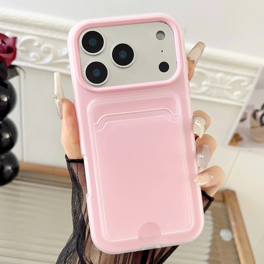 2 in 1 wallet card holder silicone phone case for iPhone 17 16 15 14 13 12 11 Pro Max Air Plus full shockproof back bumper cover