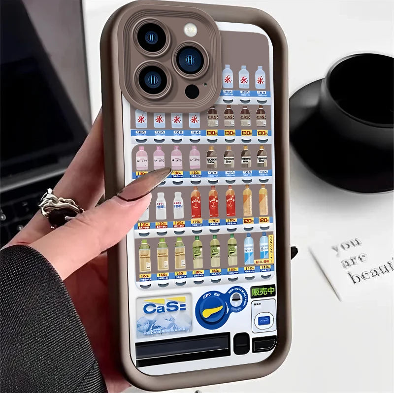 Vending Machine Case for iPhone 17 Air 16 E 15 14 Plus 13 12 Mini 11 Pro Max Liquid Soft Silicone Dustproof Shockproof Cover