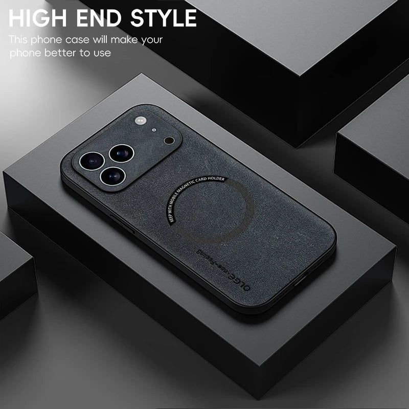 Magnetic For Magsafe Phone Case For iPhone 17 16 13 12 11 Pro Max Leather Cases For iPhone 17 Air 15 14 Pro Max 16 Plus Cover
