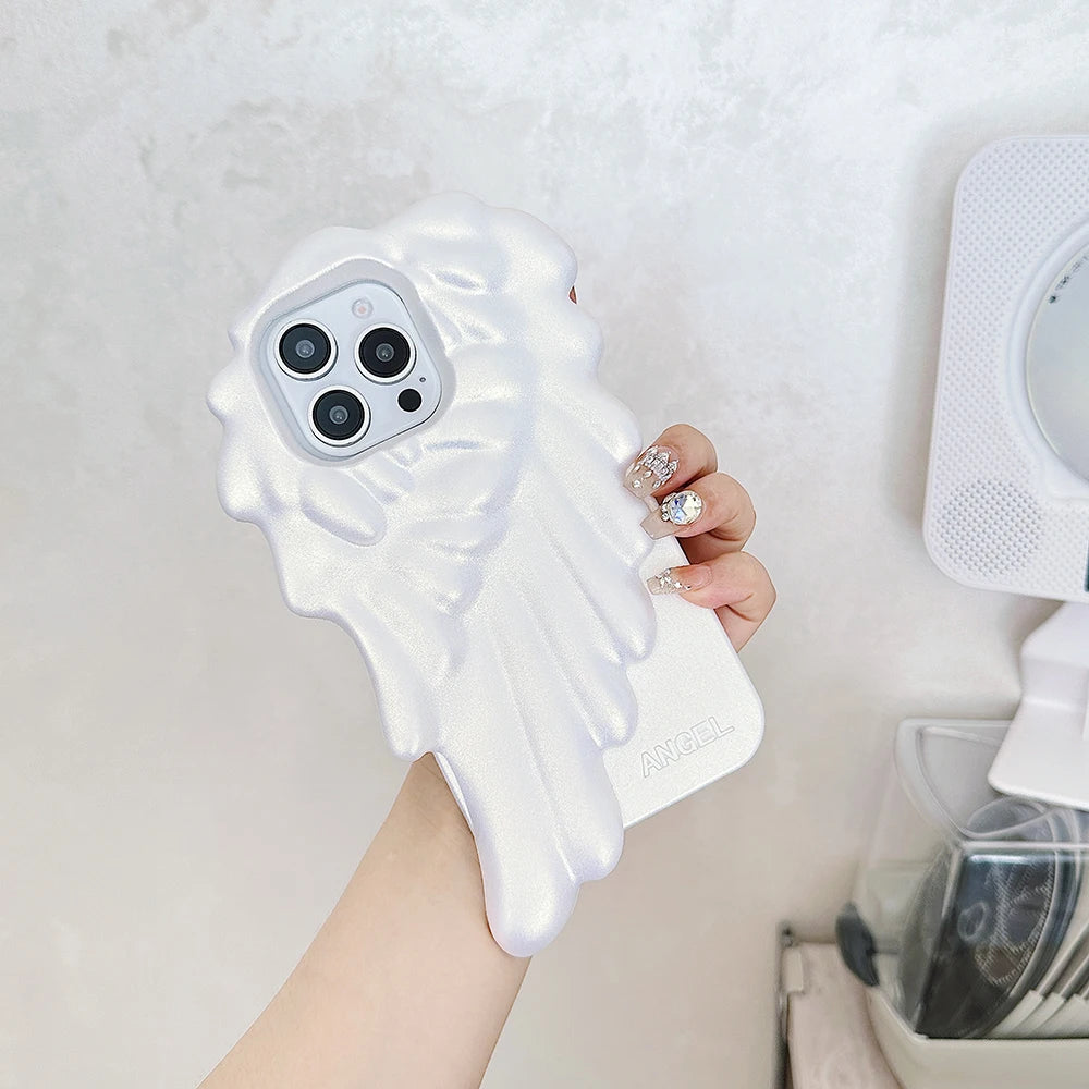 3D Angel Wings Shockproof Cover Cartoon Shatter Silicone Soft Case For iPhone 17 Air 16 15 14 13 12 Pro Max Phone Cases