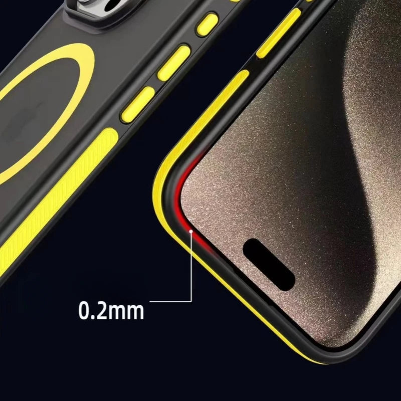 For iPhone 16 Pro Max Luxury Magsafe Magnetic Matte Bicolor Frame Phone Case For iPhone 12 13 14 15 Plus 17 Air Protective Cover