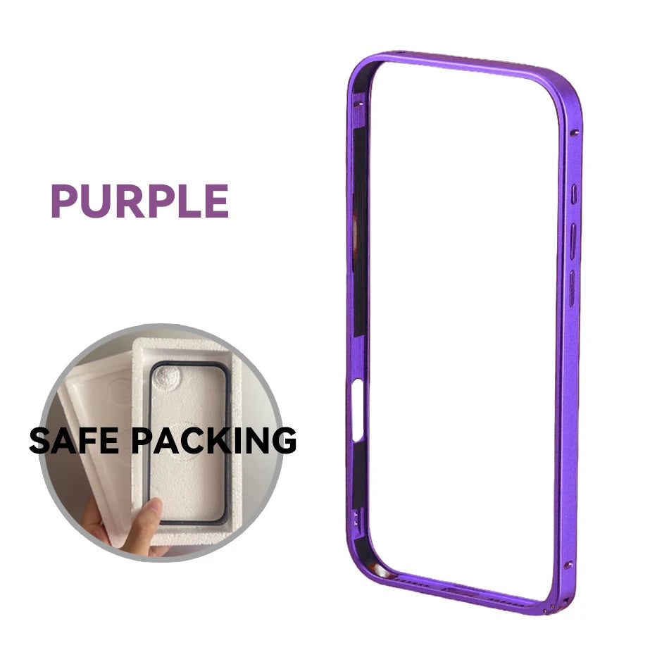 17pro Light Aluminum Metal Bumper Case Orange For iPhone 12 13 14 Plus 15 16 17 Pro Max Ultra Thin Alloy Back Frame Accessories
