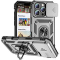 Ring Stand Rotating Slide Camera Lens Military Grade Armor Case for iPhone 17 air 16 14 13 12 11 15 Pro Max Plus 17e 16e Cover