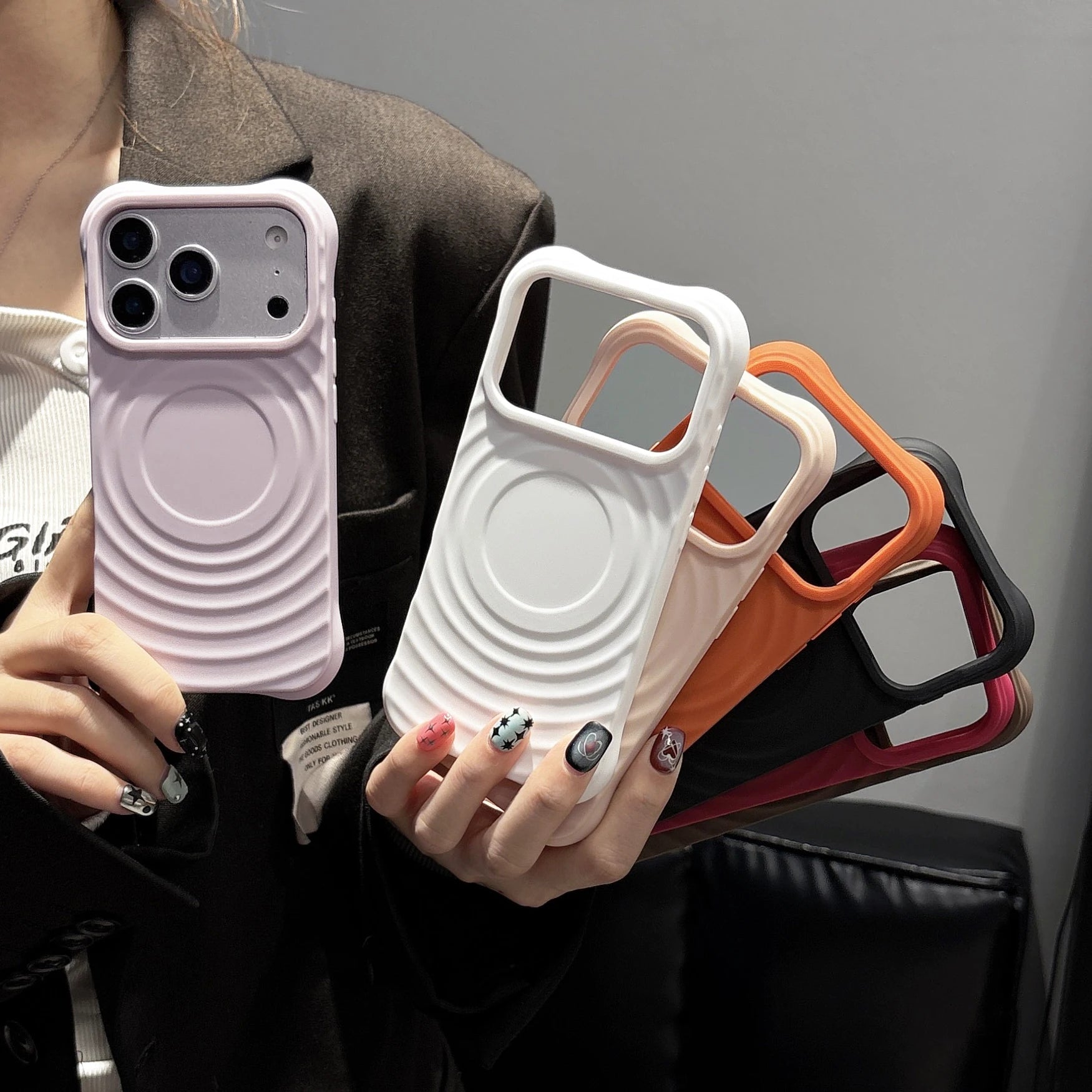 Wave Ripple Pattern Silicone Matte Phone Case For iPhone 17 Air 16 15 14 13 12 11 Pro Max Plus Plain Anti-driop Shockproof Cover