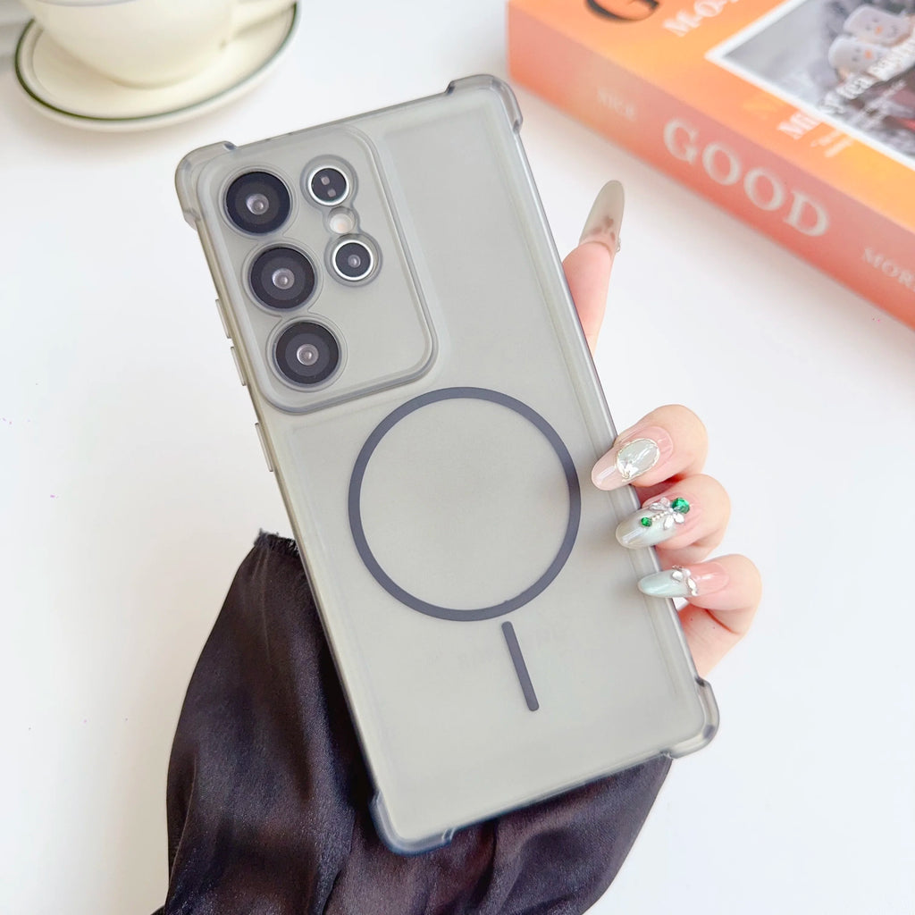 Matte For Magsafe Magnetic Translucent Soft Case For Samsung Galaxy S26 S25 S24 S23 S22 Plus Ultra Four-Corner Airbag TPU Cover