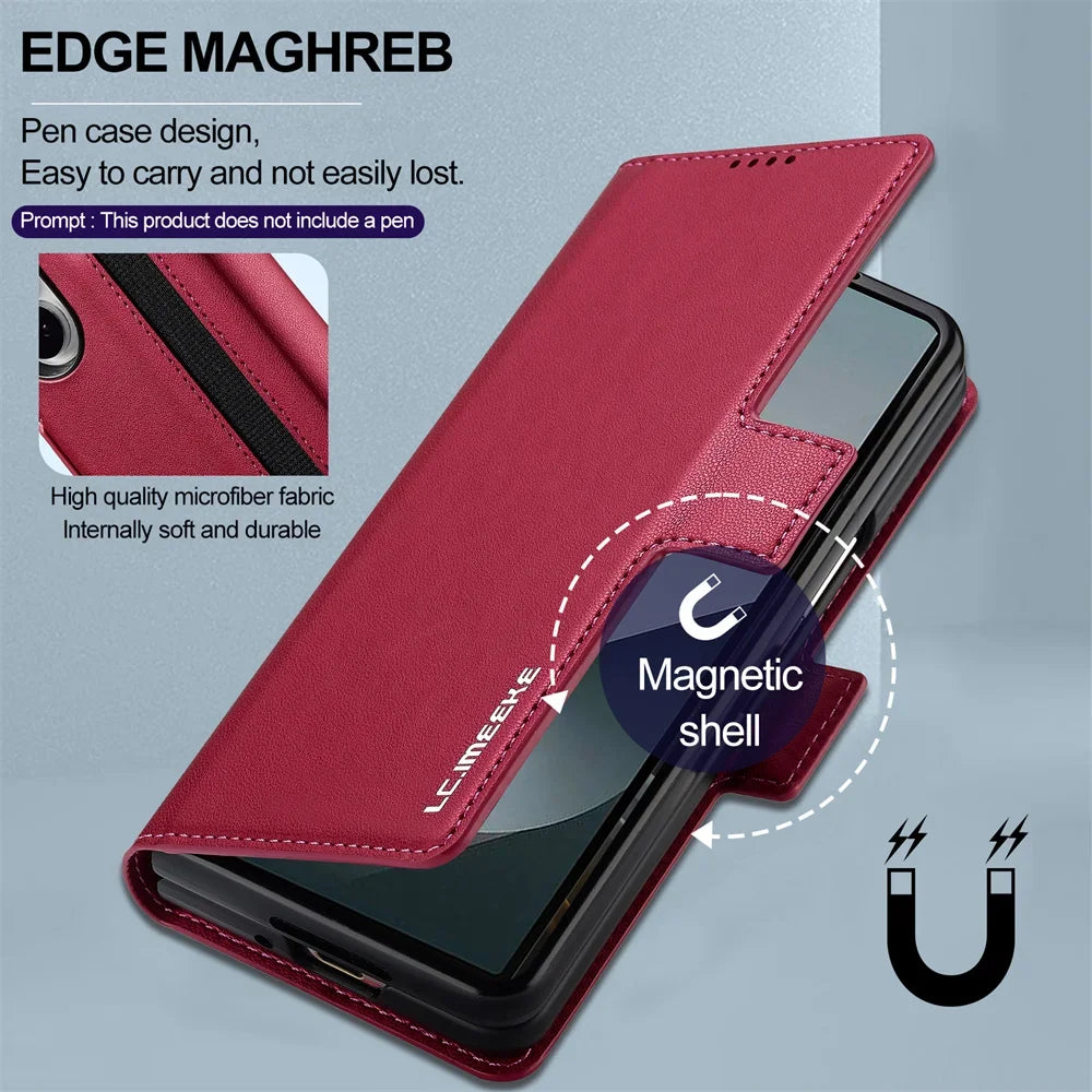 PU Leather Phone Case Wallet for Samsung Galaxy Z Fold with Pen Slot And Card Holder Compatible with Z Fold 7 6 5 4 3