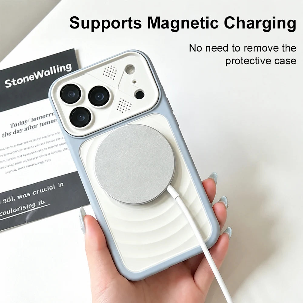 Wavy Pattern For Magsafe Magnetic Case For iPhone 17 Pro Max 16 15 14 13 11 12 Pro Max Lens Glass Protective Shockproof Cover