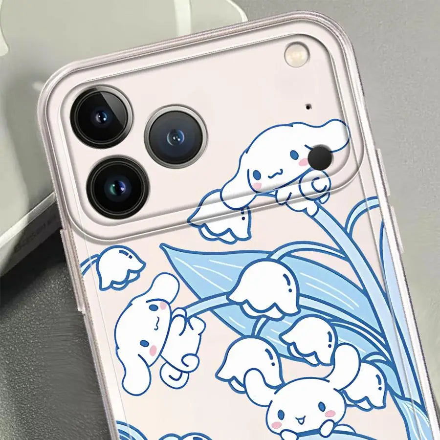 Clear Phone Cover Case for Apple iPhone 17 Pro Max 12 15 17e XS XR 11 Air 16 13 Mini 16e 14 Plus Sanrio Cinnamoroll Kuromi