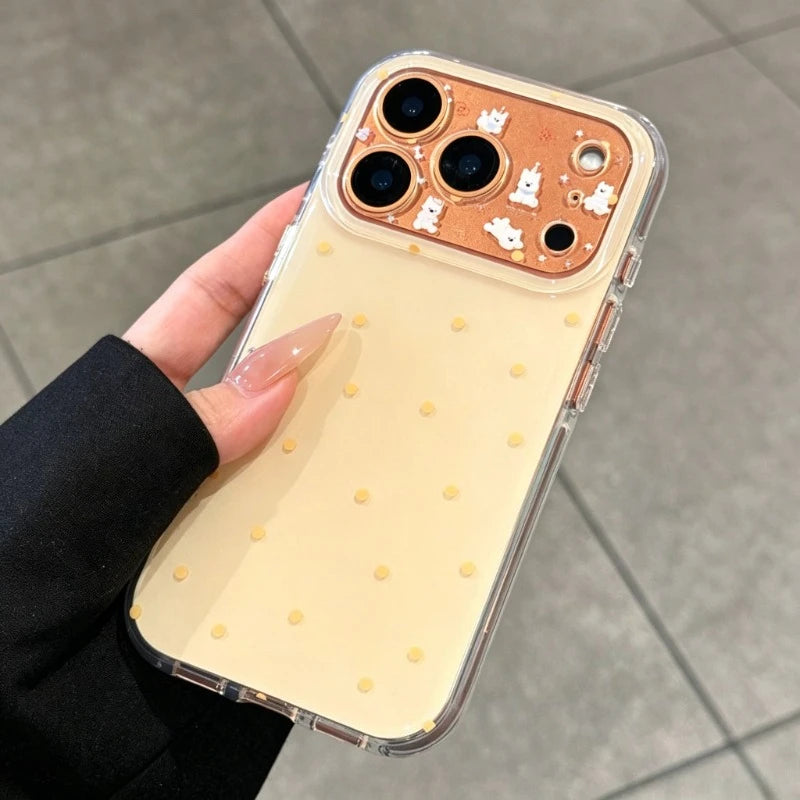 Fashion Cute Yellow Polka Dot Pattern Protection Phone Case For iPhone 11 12 13 14 15 16 17 Pro Max 17 Pro Shockproof Back Cover