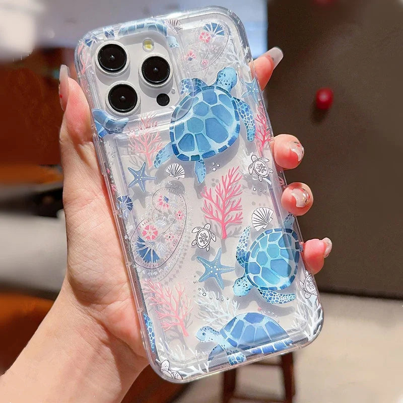 Cool Ocean Turtle Pattern Clear Case for Samsung Galaxy S10 S20 S21 S21 S22 S23 S24 S25 FE Ultra Plus 5G Airbag Shockproof Cover