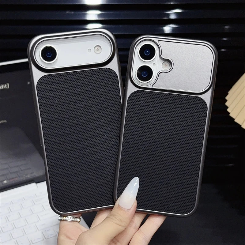 Luxury Diamond Pattern Leather Texture Case for Apple iPhone 17 Air 16 14 15 13 Pro Max Shockproof Plating PC Armor Matte Cover
