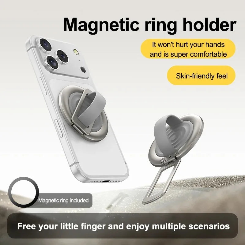 Universal Magnetic Folding Phone Grip Silicone Finger Phone Holder Ring 360° Rotation for Magsafe Holder IPhone 17 HUAWEI Xiaomi