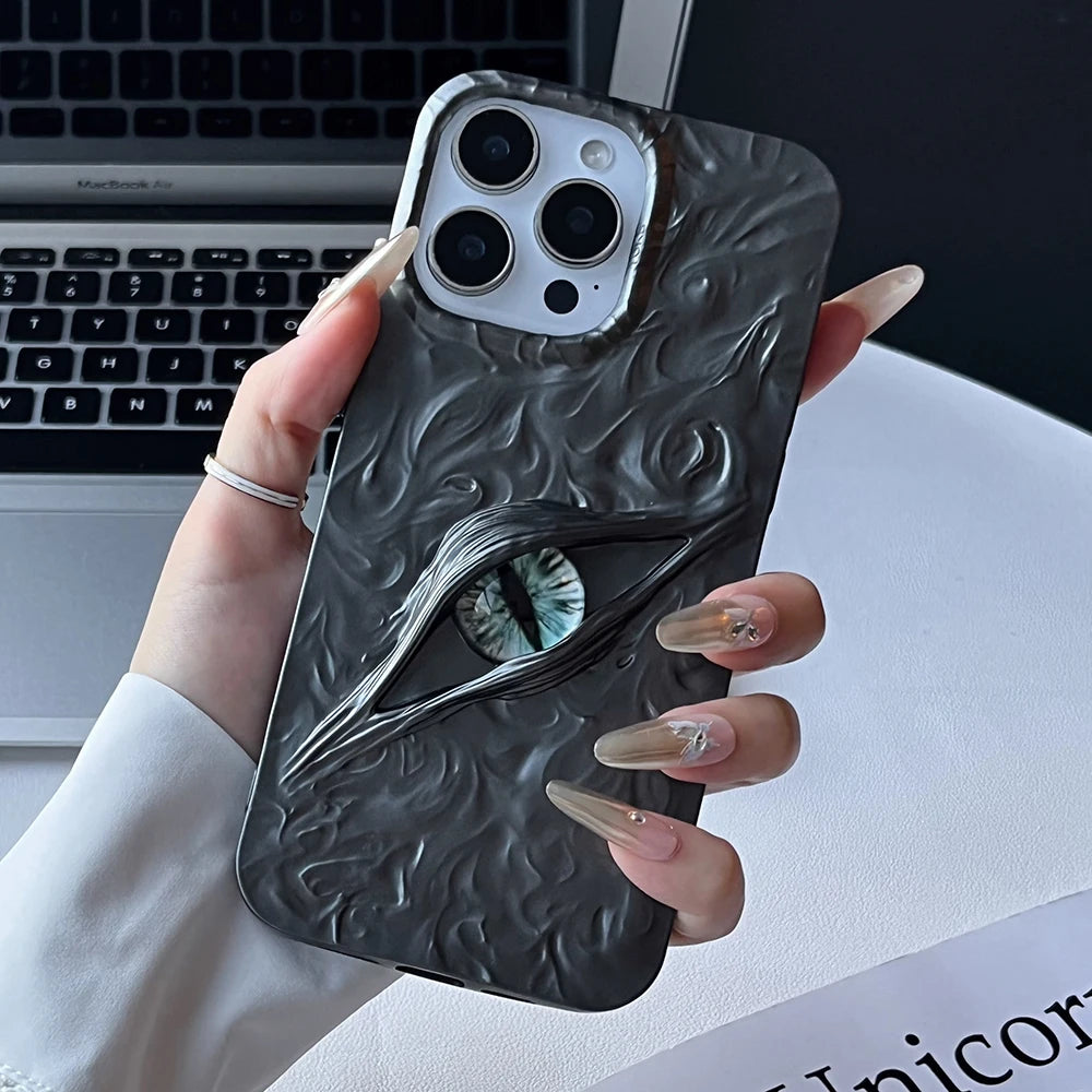 Cool 3D Evil Eyes Phone Case For iPhone 17 Air 16 15 14 13 12 11 Pro Max Frosted Shockproof Soft TPU Cover