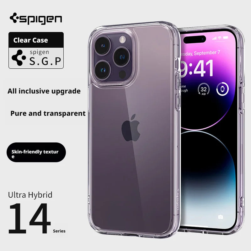 Spigen Ultra Hybrid Case For iPhone 17 Air 12 13 14 15 16 17 Pro Max 16 Plus Ultra-Thin Shockproof Protective Transparent Cover