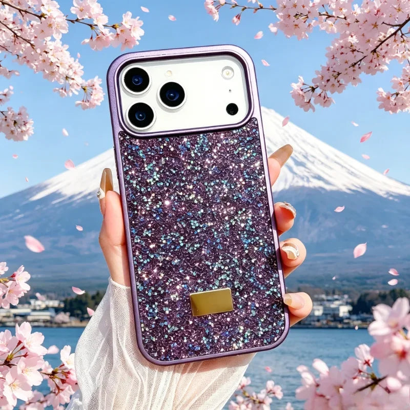 Luxurious Dopamine Shiny Glitter Diamond Case For IPhone Air 17/16E 15 14 Plus 13 12 Pro Max Glitter Rhinestone Shockproof Cover