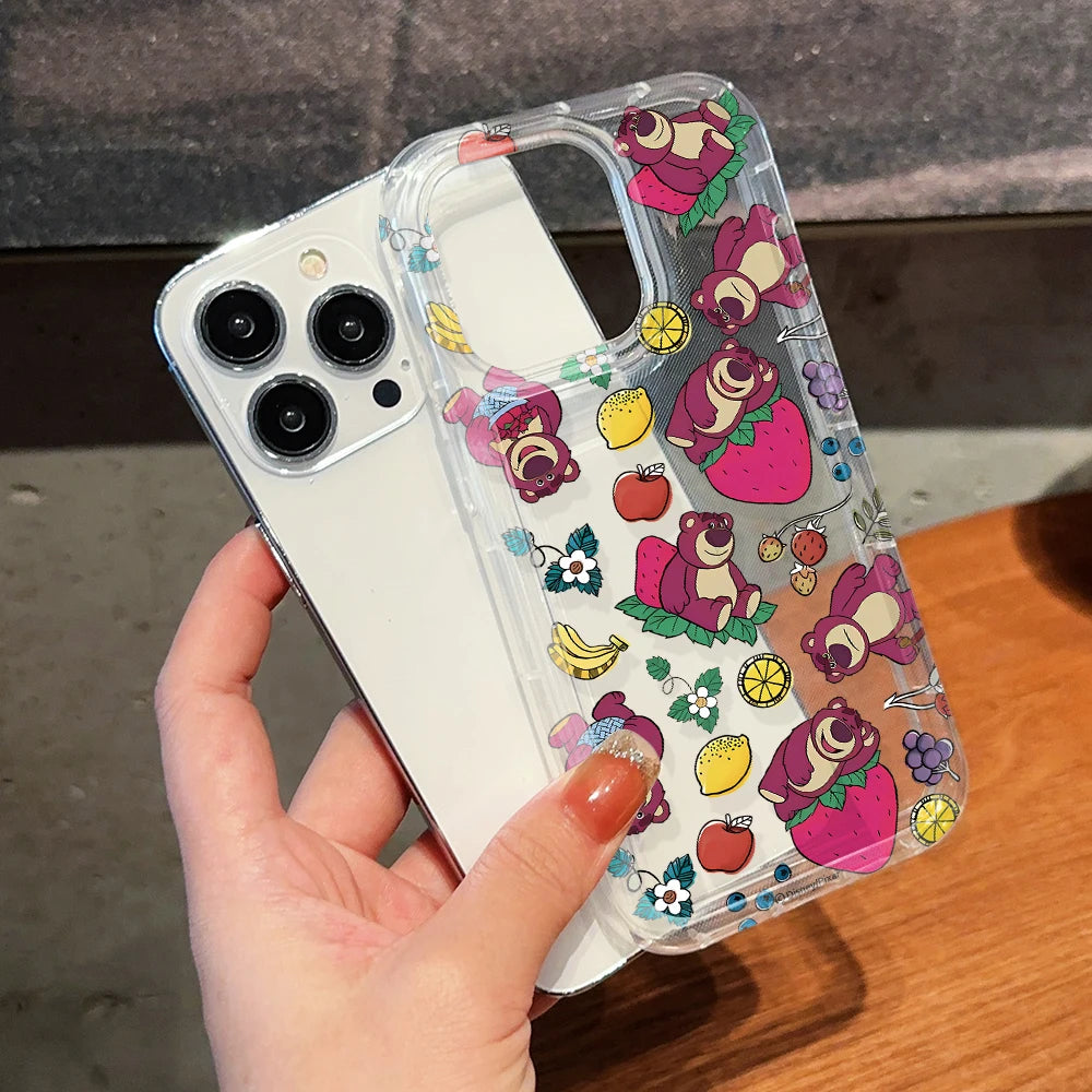 Cartoon L-Lotsos Bear Phone Case for Apple iPhone 17 Air 16 15 14 Plus 13 12 11 Pro Max Airbag Anti Drop Cover