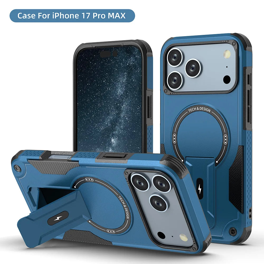Armour Invisible Bracket For Magsafe Case For iPhone 17 Pro Max Magnetic Wireless Charge Stand Holder Coque  Cover