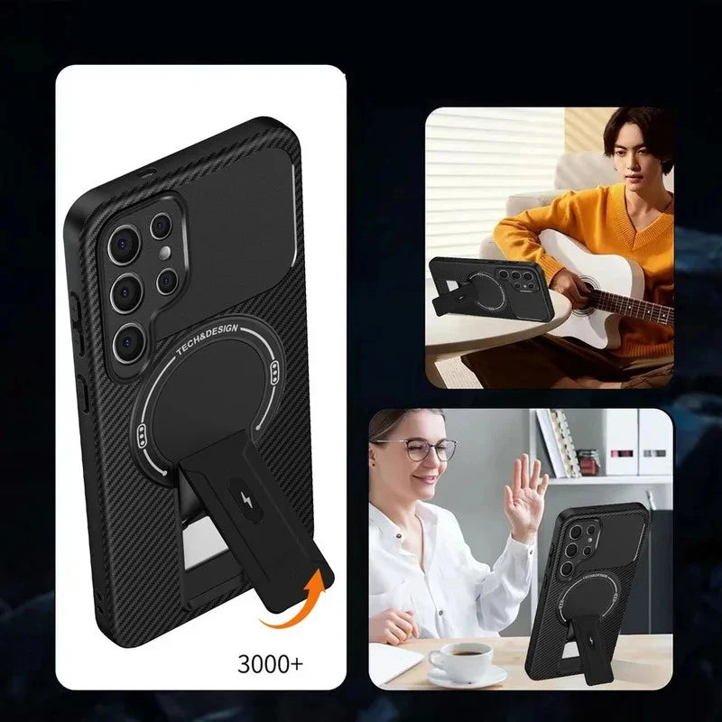 Carbon Fiber Invisible Stand Magnetic Protective Case，Applicable to Samsung Galaxy S26 S25 Ultra Edge S24 Plus A56 A17 A26 A16 A