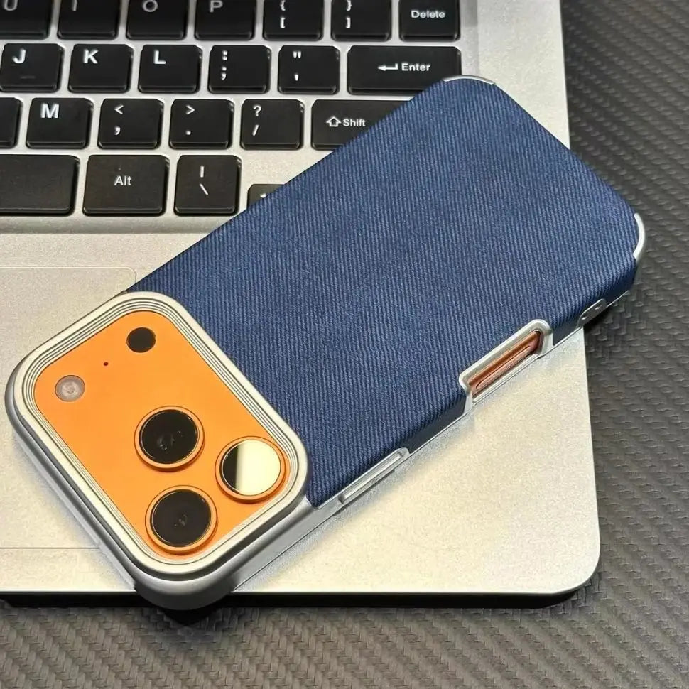 Luxury Jeans Fabric Soft Plating Case for iPhone 17 Air 16 15 14 Plus 13 12 11 Pro Max Shockproof Bumper Fabric Brand Cover Capa