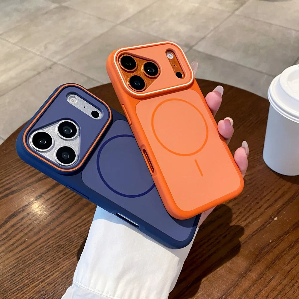 For Magsafe Skin Feel Frosted Case for iPhone 12 13 14 15 16 17 Pro Max Air Plus 11 Magnetic Large Viewport Shockproof Cover