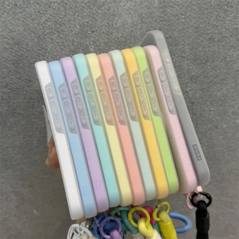 Luxury Soft With lanyard Silicone For Magsafe Case for iPhone 17 16 15 14 Plus 13 12 11 Pro Max Wireless Charge Magnetic Cover