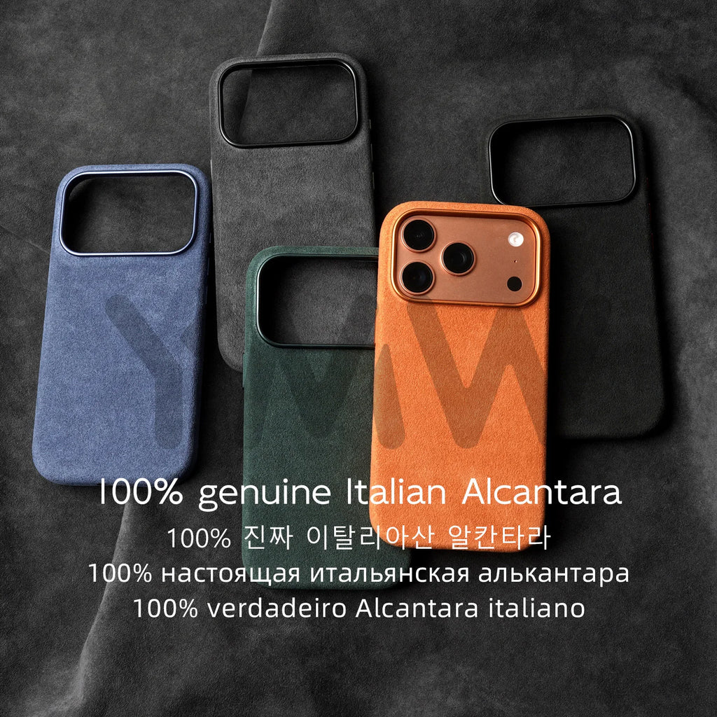 Magnetic for ALCANTARA Case for iPhone 17 16 Pro Max 15 14 Luxury Suede Leather Supercar Phone Cases Camera Button Cover