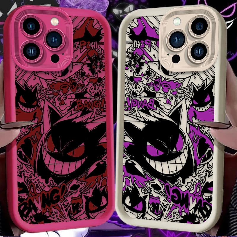 P-Pokemon Gengar Graffiti Phone Case for iPhone 17 Air 16 16E 15 14 13 12 11 Pro Max X XS X S Max XR SE 2020 SE4 7 8 Silicone
