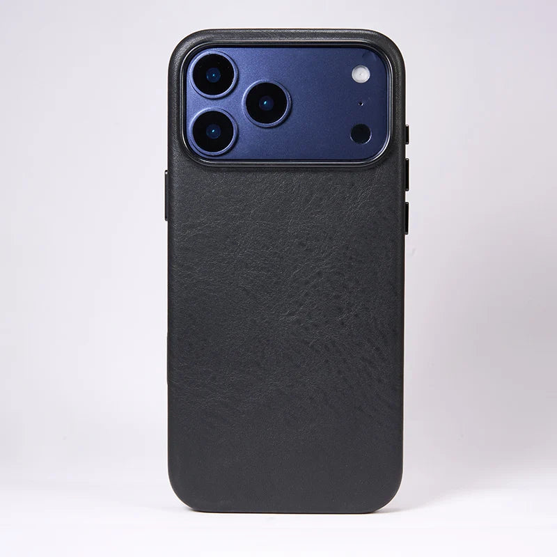 Italian Cow Leather For iPhone 17 Pro Max Case Leather Phone Back Cover For iPhone 17 Pro Max Magnetic Camera Button Brown Blue