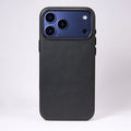 Italian Cow Leather For iPhone 17 Pro Max Case Leather Phone Back Cover For iPhone 17 Pro Max Magnetic Camera Button Brown Blue