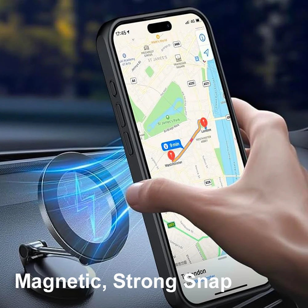 UYUXIO Magnetic Mobile Phone Case with Kickstand for iPhone 17 Pro Max 16 15 14 Plus 13 12 11 Stand Cases Back Cover with Holder
