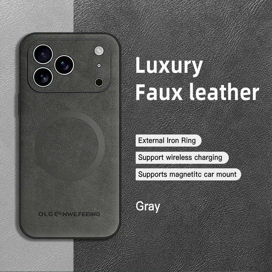for MagSafe Luxury Leather Case for Apple iPhone 17 Pro Max 16 13 12 14 15 Plus MacSafe Magnetic Wireless Shockproof Cover
