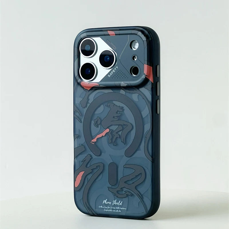 Magnetic Geometric Graffiti for MagSafe Case For iPhone 17 17Pro Max 16 Pro 15 pro Frosted Wireless Charging Anti-fall PC Cover