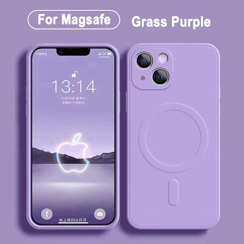 11Colors Magnetic Liquid Silicone Case For iPhone 16 Pro Max 7 8 Plus SE 2020 2022 Magsafe Wireless Charging Cover
