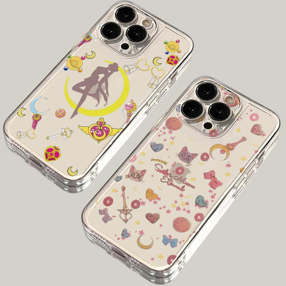 Sailors M-Moon Phone Case for iPhone 16 15 14 Plus 13 12 Mini 11 iPhone16 iPhone13 Pro Max X Xs XR 7 8 Clear Soft Capa Cover