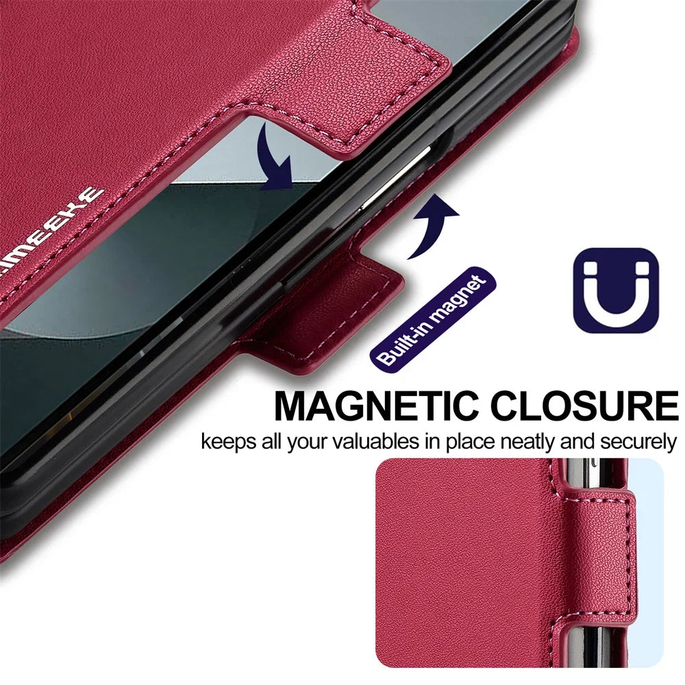 PU Leather Phone Case Wallet for Samsung Galaxy Z Fold with Pen Slot And Card Holder Compatible with Z Fold 7 6 5 4 3