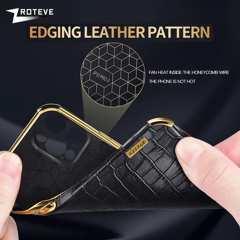 For iPhone16 Pro Zroteve Crocodile Leather Ring Holder Soft Cover For iPhone 16 15 14 13 12 11 Pro Max SE 2 3 iPhone15 Plus Case