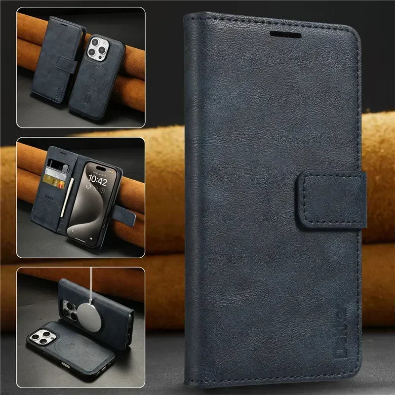 2 In 1 Detachable Wallet Case For iPhone 17 16 Pro Max 15 Plus 14 13 12 16e Magnetic MagSafe Wireless Charging Stand Phone Cover