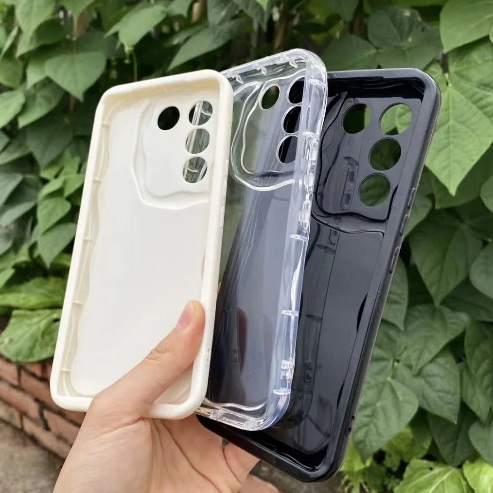 Transparent Curly Wave Soft TPU Case Cover For Samsung Galaxy S24 S21 FE S22 S23 Plus Ultra Airbag Shockproof Phone Capa Coque