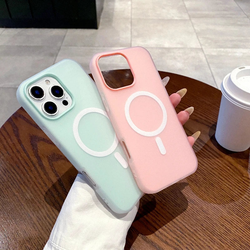 Luxury Candy Color 2 IN 1 Soft Case For Magsafe For iPhone 17 Air 16 15 14 13 12 Pro Max Magnetic Wireless Charge Matte Cover