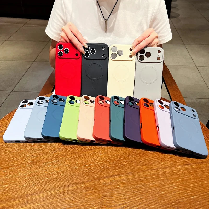 For Luxury Soft Liquid Silicone Magsafe Magnetic Phone Case For iPhone 17 Air 16e 15 14 Plus 13 12 11 Bumper On 16 Pro Max Cover