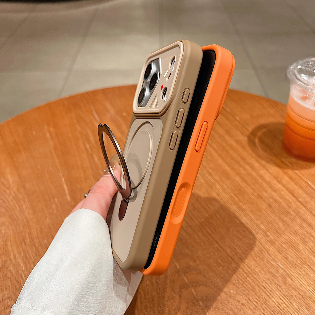 Luxury Metal Ring Holder Magnetic Phone Case For iPhone 17 Air 16 15 14 13 12 Pro Max Plus For Magsafe Matte Bumper Cover Funda