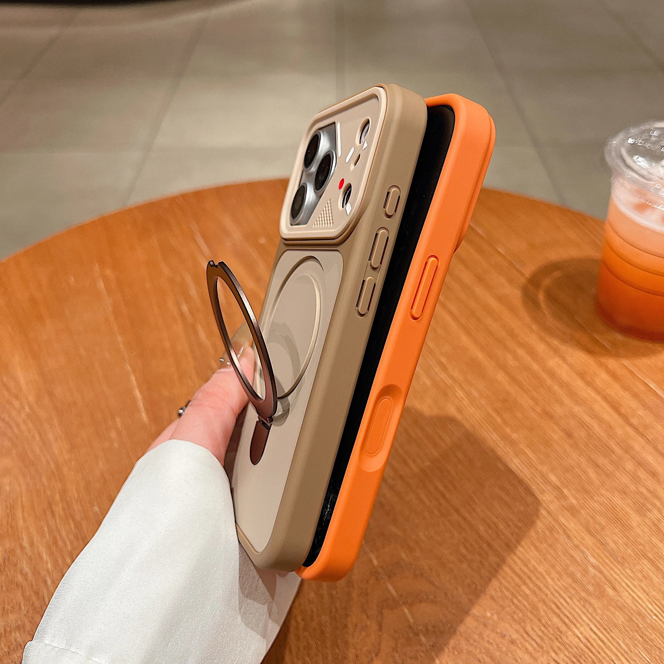 Luxury Metal Ring Holder Magnetic Phone Case For iPhone 17 Air 16 15 14 13 12 Pro Max Plus For Magsafe Matte Bumper Cover Funda