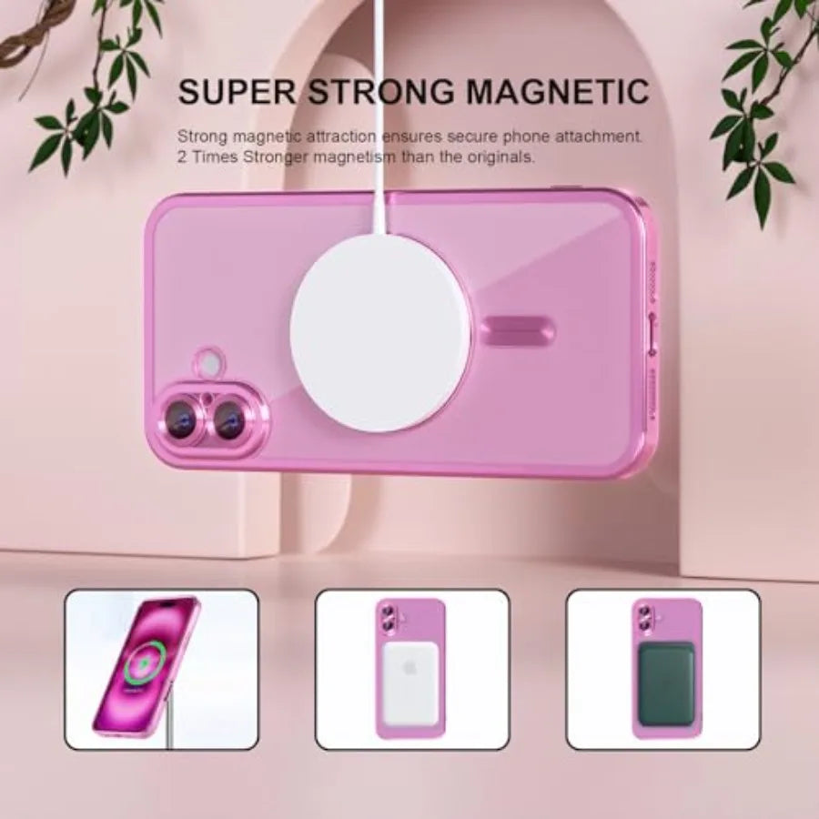 Magnetic for iPhone 16 Case Compatible with MagSafe [Never Yellowing] [Military Grade Drop Protection] Full Camera Lens Protect