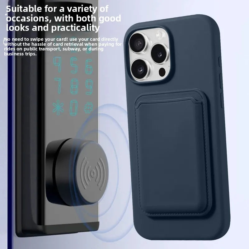 Magnetic Liquid Silicone Case for iPhone 17 Pro Max Air 16 15 14 13 12 With for Magsafe Card Bag Wallet Camera Lens Film Cover
