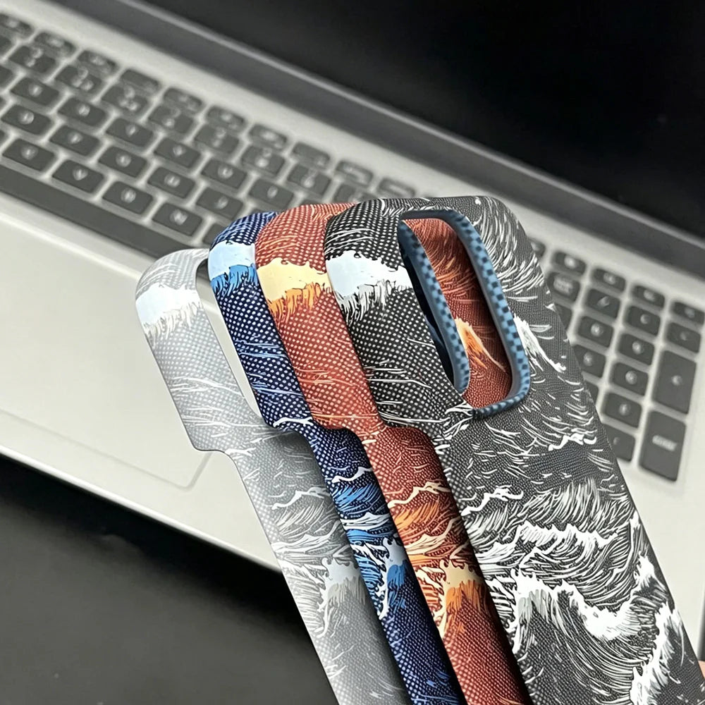 Ultra Thin Frameless Carbon Fiber Texture Magnetic Case For iPhone Air 17 16 15 14 13 Pro Max For Magsafe Hard PC Phone Cover