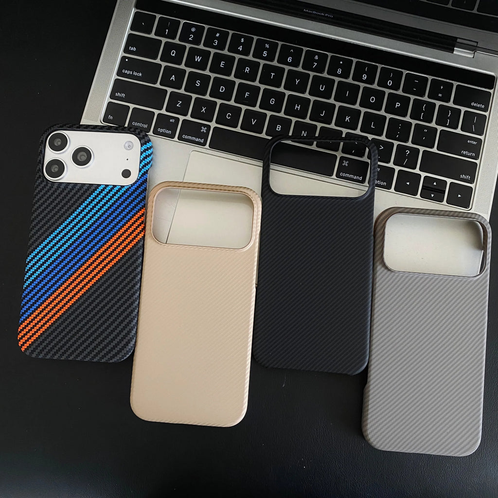 Magnetic Wireless Charging Luxury Kelvar Carbon Fiber Phone Case for iPhone 17 Air 16 15Plus 14 13 12 Pro Max Shockproof Cover